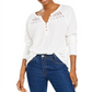 Top Henley com acabamento em renda texturizada American Rag Junior's, branco, tamanho XXS