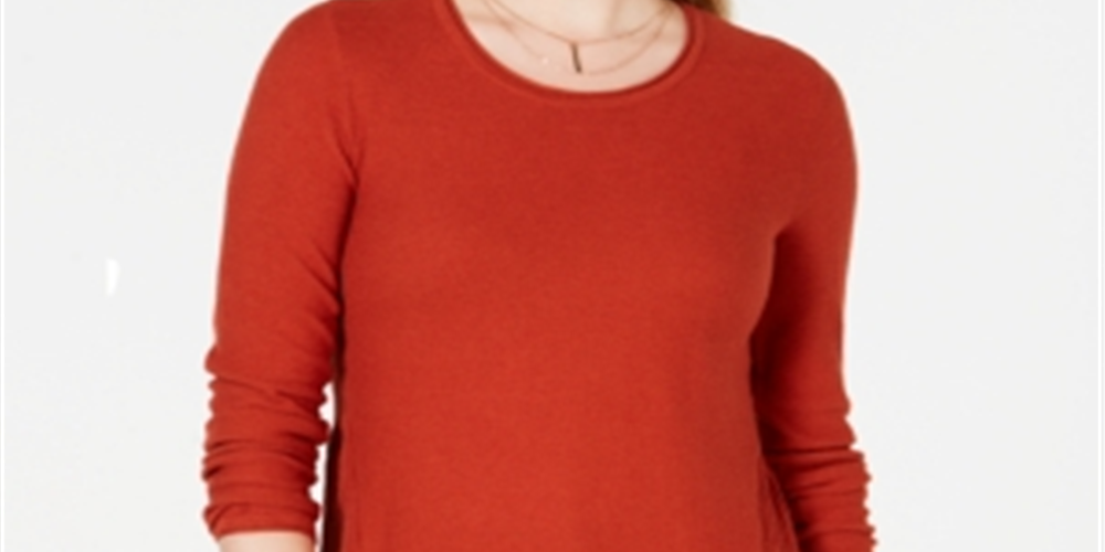 Suéter plissado alto e baixo feminino Style &amp; Co, laranja, tamanho pequeno G