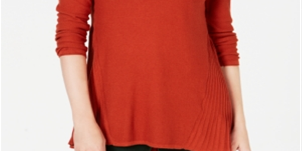 Suéter plissado alto e baixo feminino Style &amp; Co, laranja, tamanho pequeno G