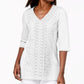 JM Collection Top Feminino Embelezado em Renda e Contraste Branco Tamanho P