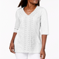 JM Collection Top Feminino Embelezado em Renda e Contraste Branco Tamanho P