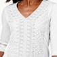 JM Collection Top Feminino Embelezado em Renda e Contraste Branco Tamanho P