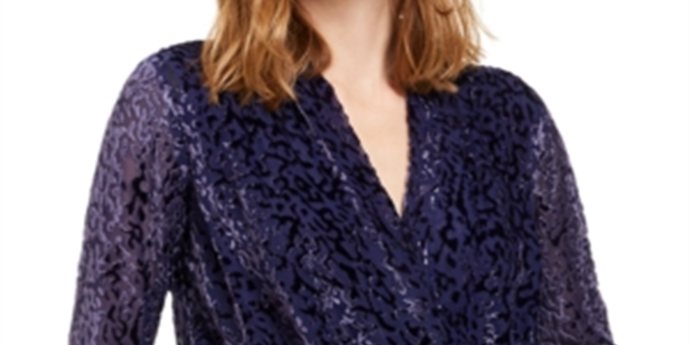 Blusa feminina Alfani estampada manga comprida roxa tamanho X-S