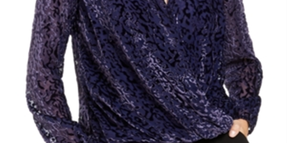 Blusa feminina Alfani estampada manga comprida roxa tamanho X-S