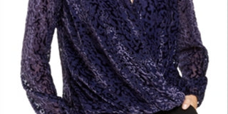 Blusa feminina Alfani estampada manga comprida roxa tamanho X-S