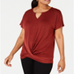 Top feminino com decote torcido e frente única JM Collection, tamanho pequeno G