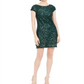 Vestido justo feminino Vince Camuto manga curta acima do joelho verde tamanho 4