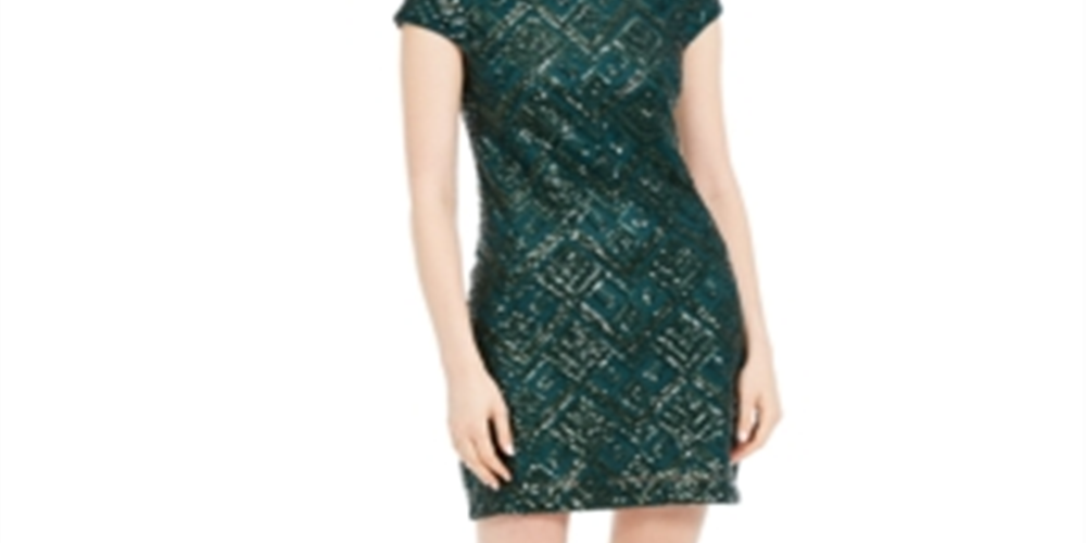 Vestido justo feminino Vince Camuto manga curta acima do joelho verde tamanho 4