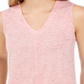Regata feminina estilo &amp; co com decote em V alto e baixo, rosa, tamanho extragrande