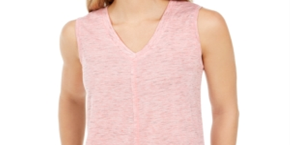 Regata feminina estilo &amp; co com decote em V alto e baixo, rosa, tamanho extragrande