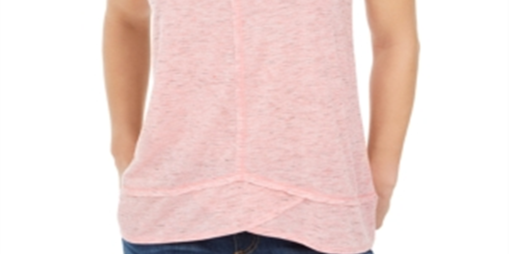 Regata feminina estilo &amp; co com decote em V alto e baixo, rosa, tamanho extragrande