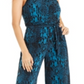 Macacão feminino Thalia Sodi com estampa de gola corrente, azul, tamanho XX-G