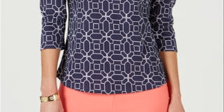 Camiseta estampada feminina Charter Club azul tamanho pequeno G