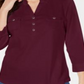 Camisa utilitária feminina Karen Scott de algodão com gola Johnny, vermelha, tamanho grande