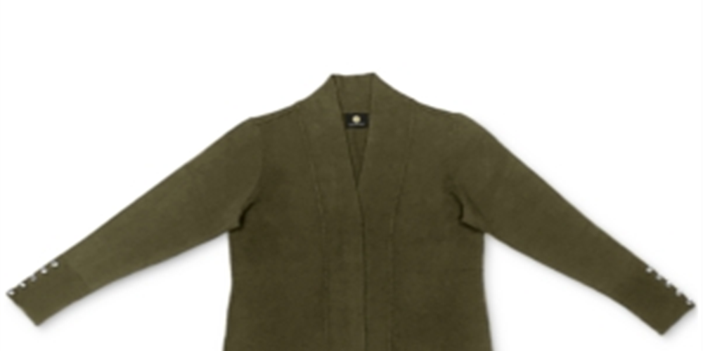 Cardigan feminino JM Collection com frente aberta, verde, tamanho pequeno