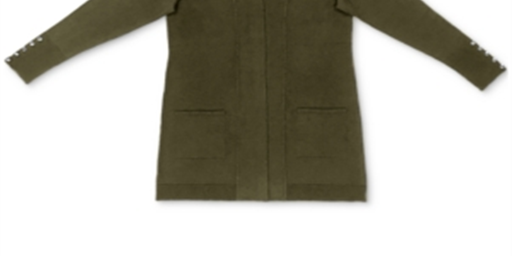 Cardigan feminino JM Collection com frente aberta, verde, tamanho pequeno