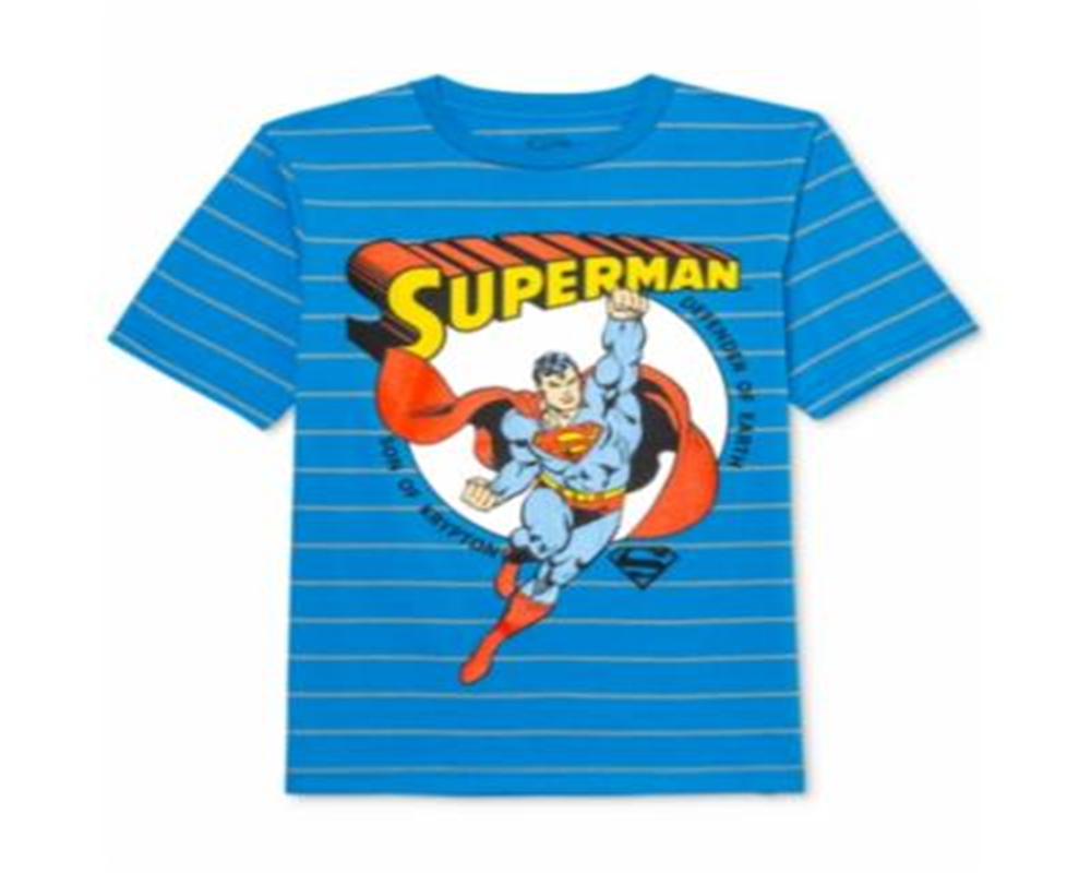 Camiseta listrada DC Comics Big Boy's Superman Filho de Krypton, tamanho médio, azul