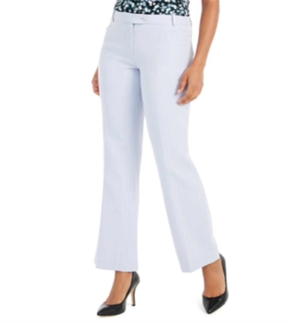 Calça feminina Calvin Klein estampada, reta, azul, tamanho 4, pequena