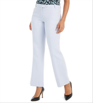 Calça feminina Calvin Klein estampada, reta, azul, tamanho 4, pequena