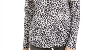 Camiseta feminina de gola alta estampada em algodão Charter Club, branca, tamanho extragrande