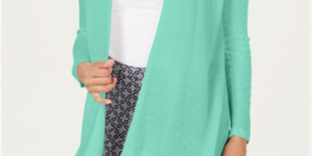 Suéter feminino Charter Club Geo Stitch Completer azul tamanho pequeno