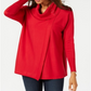 Suéter feminino JM Collection com gola alta e capuz, tamanho XX-G, vermelho