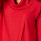 Suéter feminino JM Collection com gola alta e capuz, tamanho XX-G, vermelho