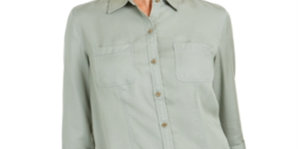 Camisa feminina Charter Club de tencel liso, verde, tamanho médio