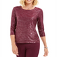 JM Collection Top Feminino com Acabamento em Folha Fosca Roxo Tamanho X-G