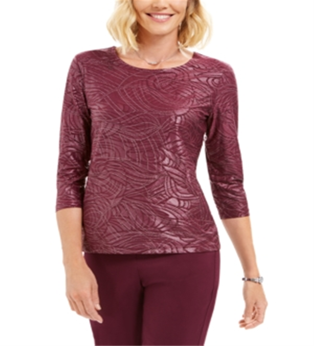 JM Collection Top Feminino com Acabamento em Folha Fosca Roxo Tamanho X-G