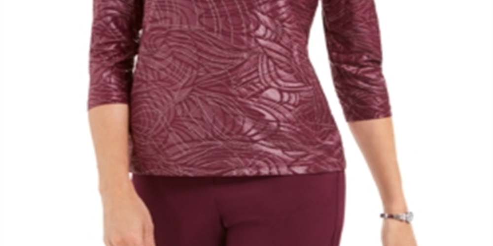 JM Collection Top Feminino com Acabamento em Folha Fosca Roxo Tamanho X-G