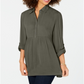 Camisa túnica babydoll feminina estilo &amp; co, verde-oliva, tamanho pequeno P