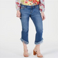 Calça jeans skinny cropped com franjas arco-íris feminina da INC International Concepts, azul, tamanho 14