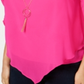 Thalia Sodi Blusa feminina com colar e manga franzida em camadas, rosa, tamanho médio