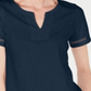 Blusa feminina Charter Club de algodão com decote dividido, azul, tamanho médio