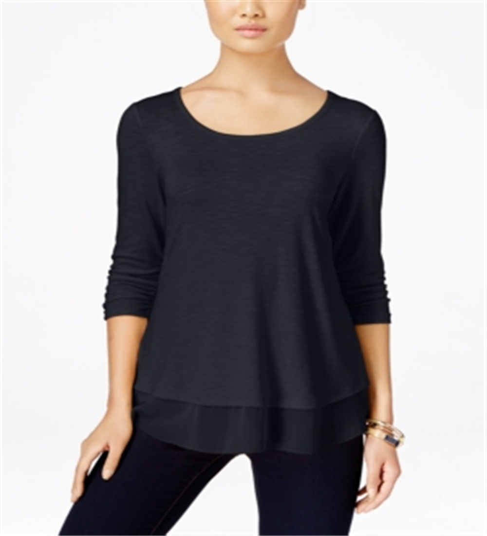 Camiseta básica franzida feminina Style &amp; Co, roxa escura, tamanho PP