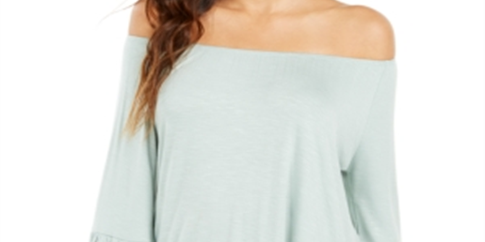 Blusa feminina estilo &amp; co ombro a ombro com babados verde tamanho pequeno M