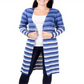 Cardigan Duster Listrado Feminino NY Collection Azul Tamanho - Pequeno XS