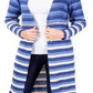 Cardigan Duster Listrado Feminino NY Collection Azul Tamanho - Pequeno XS