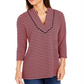 Top listrado feminino Charter Club com manga 3/4, vermelho, tamanho X-S