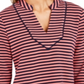 Top listrado feminino Charter Club com manga 3/4, vermelho, tamanho X-S