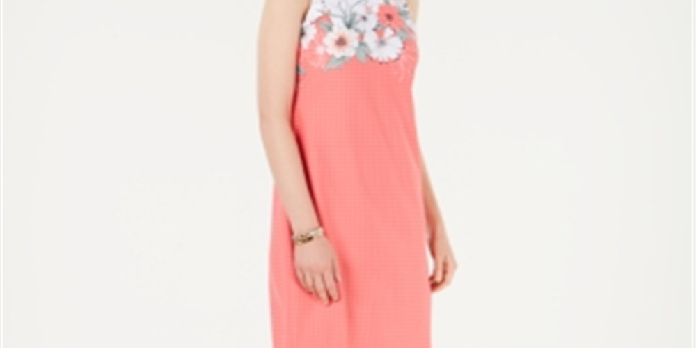 Vestido feminino com estampa floral Charter Club, rosa, tamanho pequeno, médio