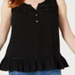 Top feminino com babados e acabamento aberto, preto, tamanho médio, da Style &amp; Co