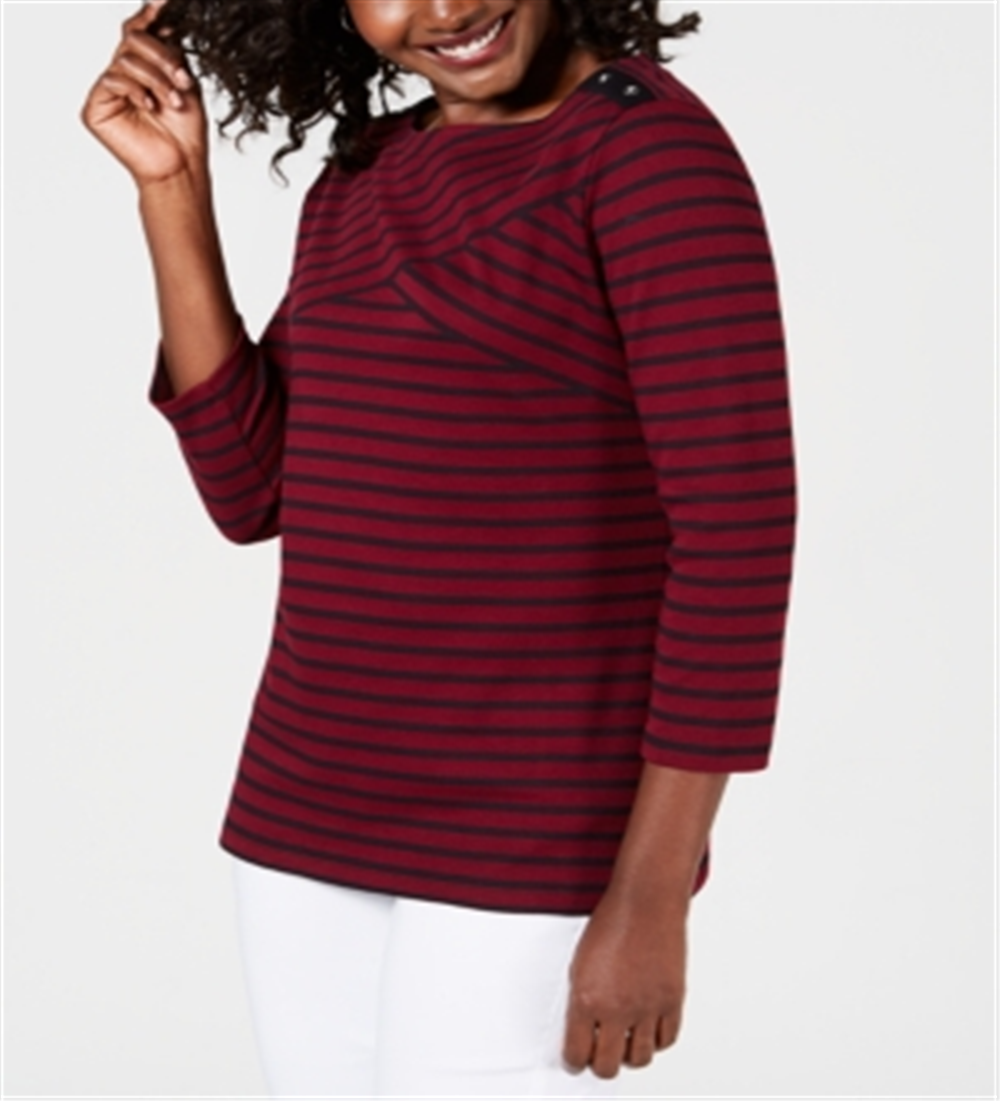 Karen Scott Blusa Listrada Feminina Vermelha Tamanho XS