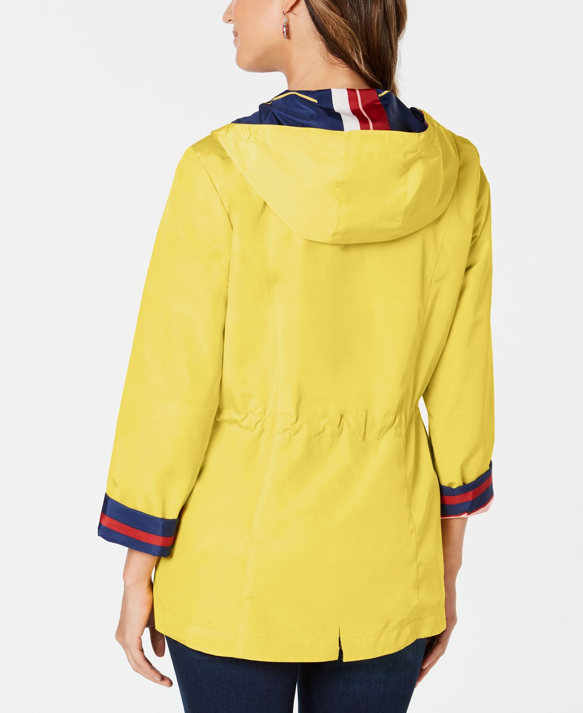 Anorak listrado reversível feminino Charter Club, amarelo, tamanho grande