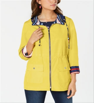 Anorak listrado reversível feminino Charter Club, amarelo, tamanho grande