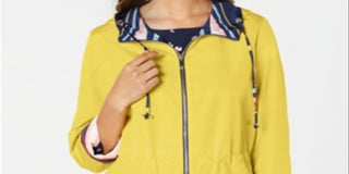 Anorak listrado reversível feminino Charter Club, amarelo, tamanho grande