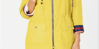 Anorak listrado reversível feminino Charter Club, amarelo, tamanho grande