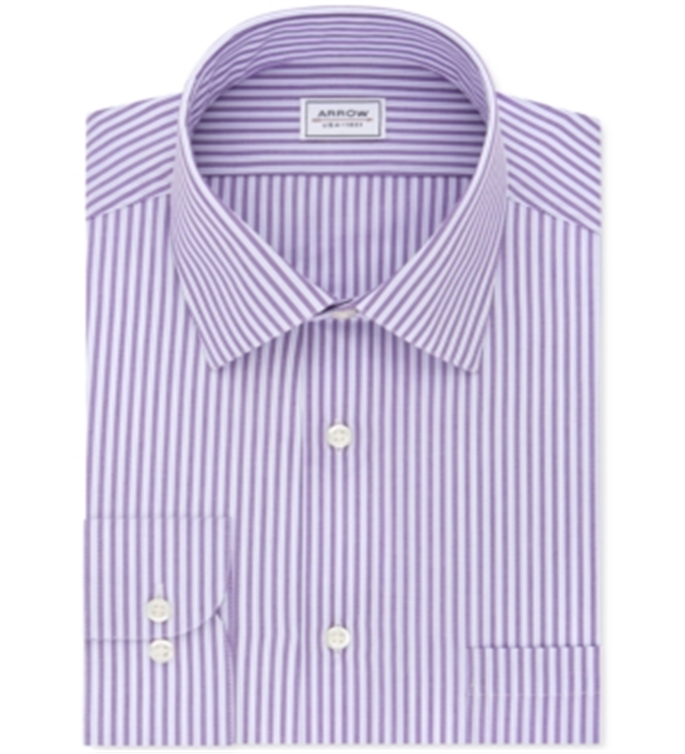 Camisa social listrada masculina Arrow Athletic Fit roxa tamanho 17-17,5