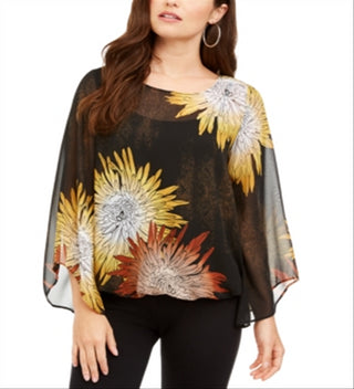 Alfani Women's Bubble Sleeve Blouse Yellow Size Petite Medium